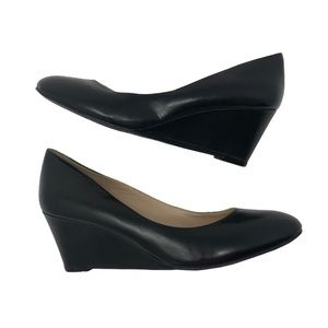 NINE WEST | Black Leather Wedge Sz 8